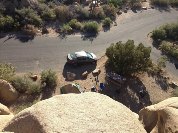 Campsite from the top of the rocks